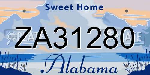 ZA31280 Alabama License Plate
