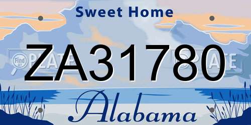 ZA31780 Alabama License Plate