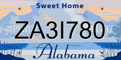 ZA3I780 Alabama License Plate