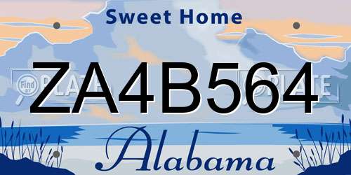 ZA4B564 Alabama License Plate