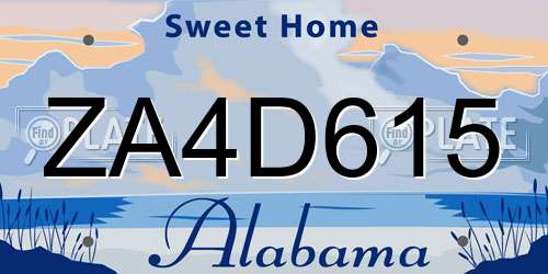 ZA4D615 Alabama License Plate