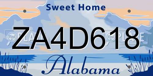 ZA4D618 Alabama License Plate