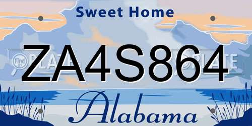 ZA4S864 Alabama License Plate