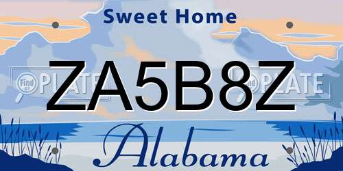 ZA5B8Z Alabama License Plate