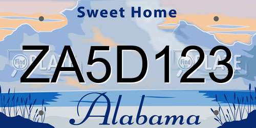 ZA5D123 Alabama License Plate