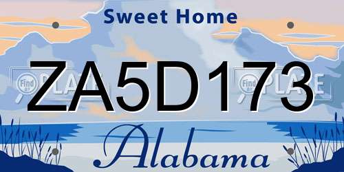 ZA5D173 Alabama License Plate