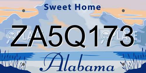 ZA5Q173 Alabama License Plate