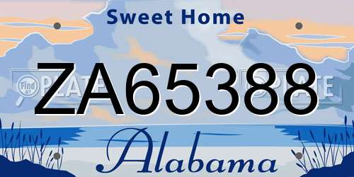 ZA65388 Alabama License Plate