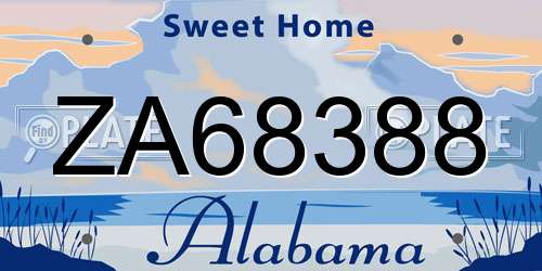ZA68388 Alabama License Plate