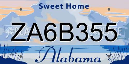 ZA6B355 Alabama License Plate