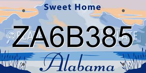 ZA6B385 Alabama License Plate