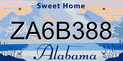 ZA6B388 Alabama License Plate