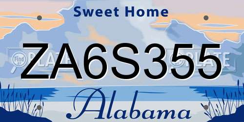 ZA6S355 Alabama License Plate