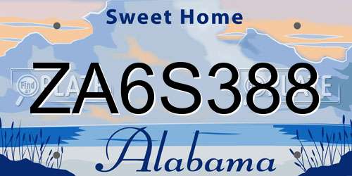 ZA6S388 Alabama License Plate