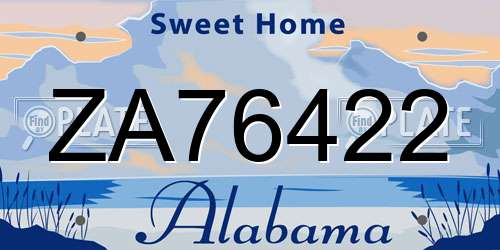ZA76422 Alabama License Plate