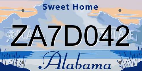 ZA7D042 Alabama License Plate