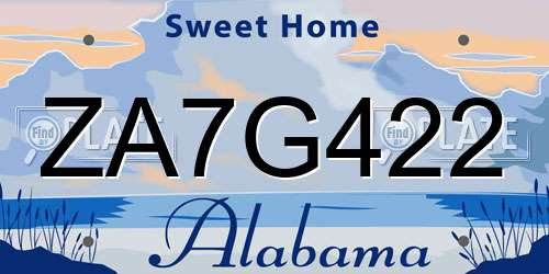 ZA7G422 Alabama License Plate