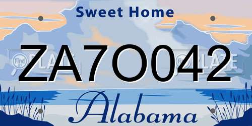 ZA7O042 Alabama License Plate