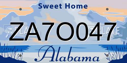ZA7O047 Alabama License Plate