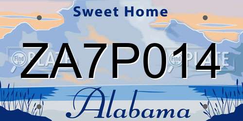 ZA7P014 Alabama License Plate