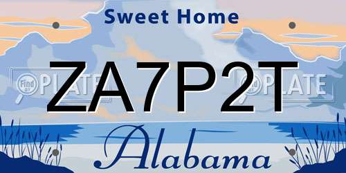 ZA7P2T Alabama License Plate