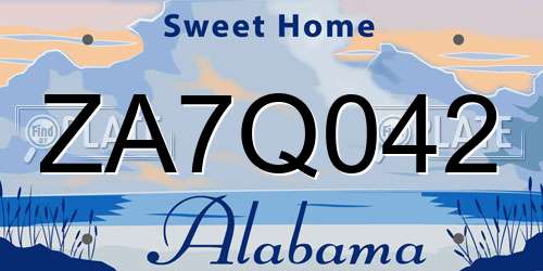 ZA7Q042 Alabama License Plate