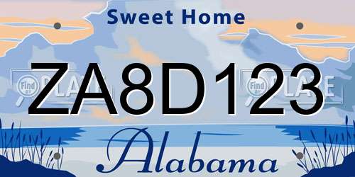 ZA8D123 Alabama License Plate
