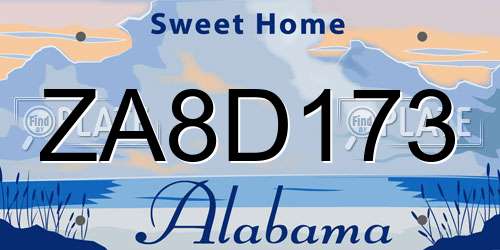 ZA8D173 Alabama License Plate