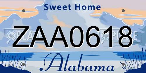 ZAA0618 Alabama License Plate