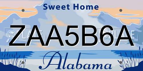 ZAA5B6A Alabama License Plate