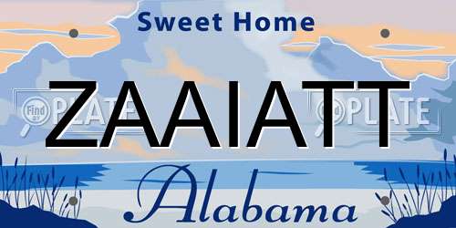 ZAAIATT Alabama License Plate