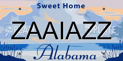 ZAAIAZZ Alabama License Plate