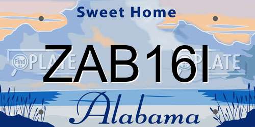 ZAB16I Alabama License Plate