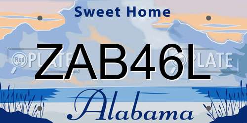 ZAB46L Alabama License Plate