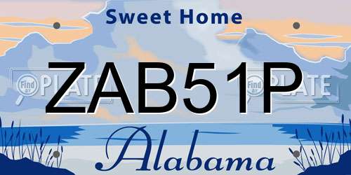 ZAB51P Alabama License Plate