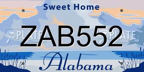 ZAB552 Alabama License Plate