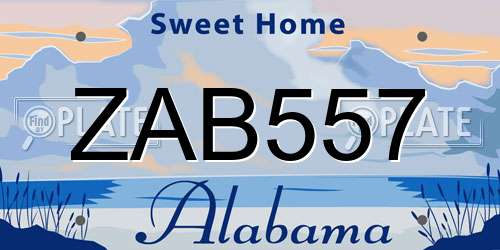 ZAB557 Alabama License Plate