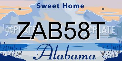 ZAB58T Alabama License Plate