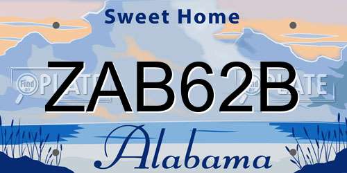 ZAB62B Alabama License Plate