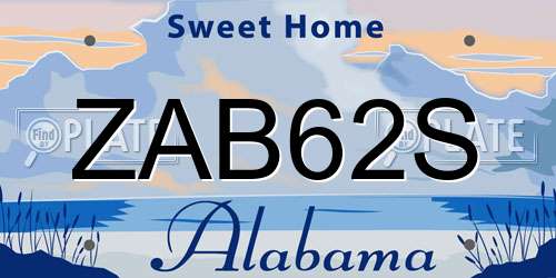 ZAB62S Alabama License Plate