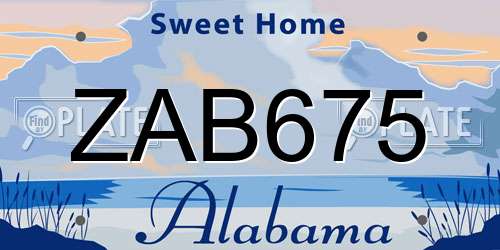 ZAB675 Alabama License Plate