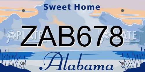 ZAB678 Alabama License Plate