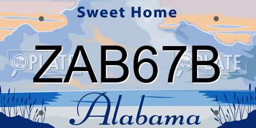 ZAB67B Alabama License Plate