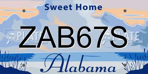 ZAB67S Alabama License Plate