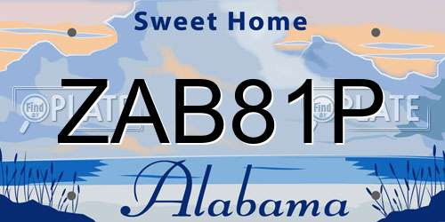 ZAB81P Alabama License Plate