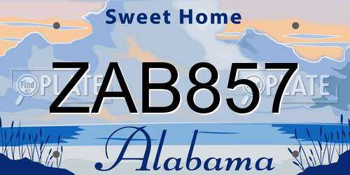 ZAB857 Alabama License Plate