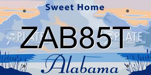 ZAB85T Alabama License Plate