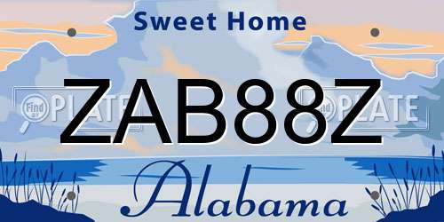 ZAB88Z Alabama License Plate