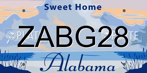 ZABG28 Alabama License Plate