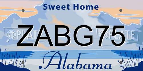ZABG75 Alabama License Plate